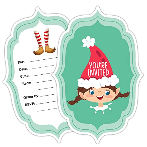 Hafhue 15 Pcs Children's Elf Shaped Fill-In Invitations Cards With Envelopes, Funny Birthday Christmas Xmas Winter New Year Party Baby Shower Invitations For Boys Girls Teens Children Adults #TOP16