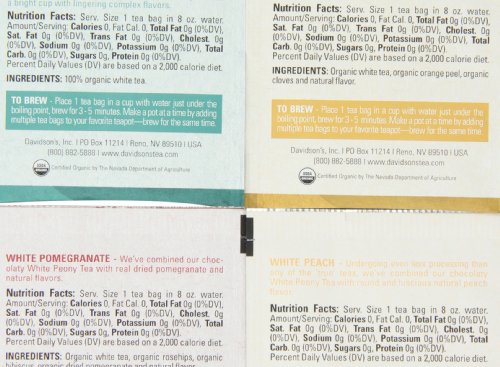 Davidson's Organics, Assorted White Teas, 100-Count Individually Wrapped Tea Bags #TOP5