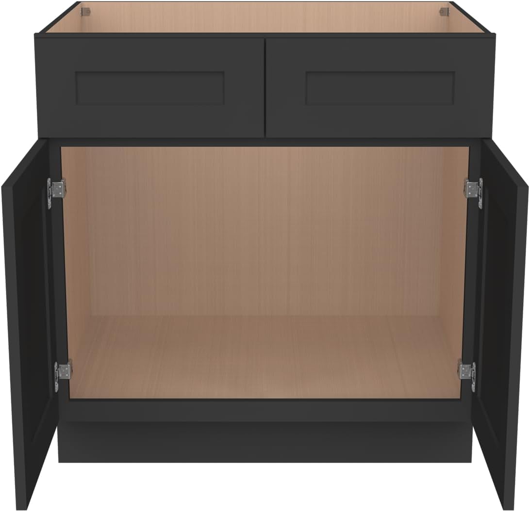 Sink Base Cabinet RTA, Solid Wood Frame 34.5" Height Bath Vanity with Soft Close Doors, 2 Doors 2 False Drawers for Restaurant Kitchen, Cafe/Bar Counter, Outdoor Kitchen/Patio, Laundry Room