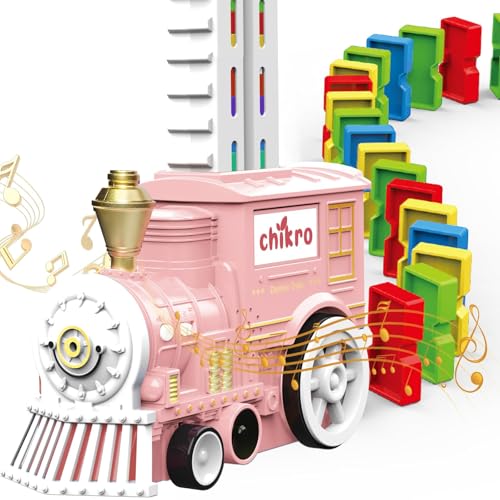 chikro Domino Train Toys Games for Kids - Automated Dominoes-Placing Model Train for Toddlers Age 3-4 Montessori Toys for 3-4 Year Old boy