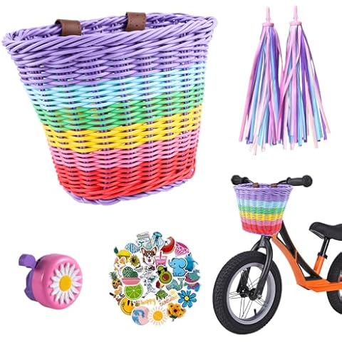 QINGYIWL Rainbow Kids Bicycle Basket Set Cover