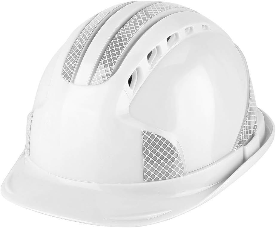 Safety Helmet,Work-at-Height and Rescue Impact Resistant Construction Protective Helmet,Construction Site Helmet with Super Strong Reflective Strip/Head Venting Hole/Rain Chute/Short Brim