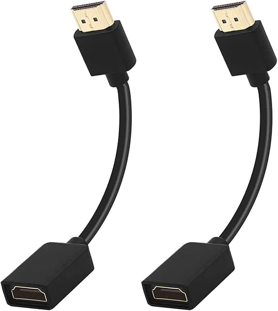 BSWL 2 Pack HDMI Extension Cable 12cm Male to Female HD extension Cable HDMI Extender HDMI Male to Female Cable Adapter For TV Stick, Roku Stick,Black