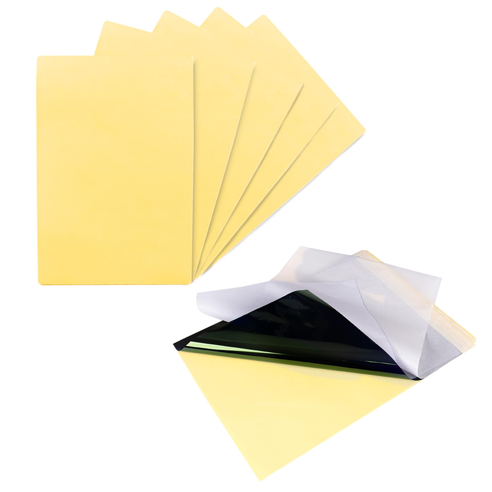 PWMENLK 5 Pcs 3mm 12” x 8” Fake Tattoo Practice Skin with 20 Pcs Transfer Paper Stencil for Microblading and Tattoo Kits Accessories, Thick, Flexible, Durable, Ideal Supplies for Tattooing Beginners