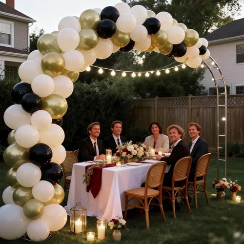 Image of Black White and Gold Balloons, 50pcs 12 Inch Black White Cream Beige Metallic Gold Helium Latex Balloon for Women Men Girl Birthday Wedding Bachelorette New Year Bridal Shower Party Decorations