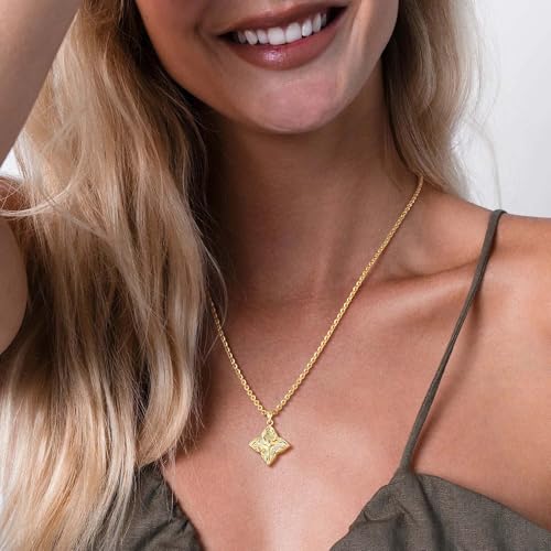 LOYATA Clover Necklace-Dainty Four Leaf Clover Necklace for Women 14K Real Gold Plated Non Tarnish Pendant Necklaces for Women Charm Trendy Jewelry Gifts for Women4