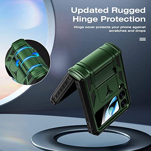 Caka For Galaxy Z Flip 4 Case, Samsung Galaxy Z Flip 4 Case Built In Hinge Protection & Camera Protection, Case For Samsung Z Flip 4 5G-Green #TOP4