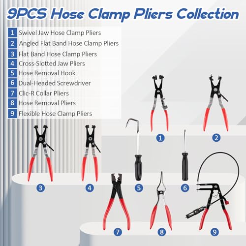 9PCS Hose Clamp Pliers Set, Hose Clamp Removal Tool for Automotive by ppkbbeb - Image 2