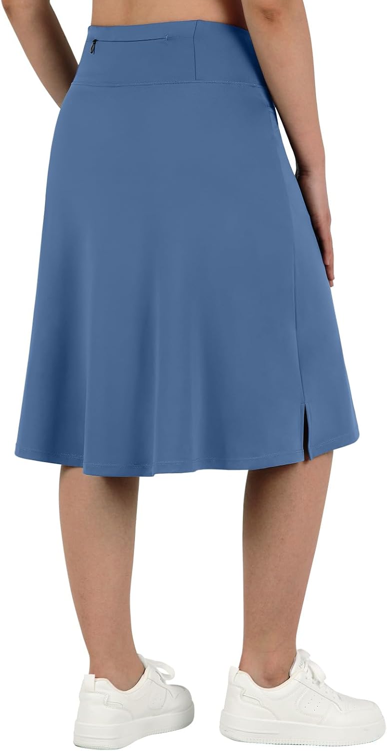 ANIVIVO Women's Skorts Knee Length, Modest Long Skort Athletic Sports Casual Skirt with High Waisted Pockets - Image 3