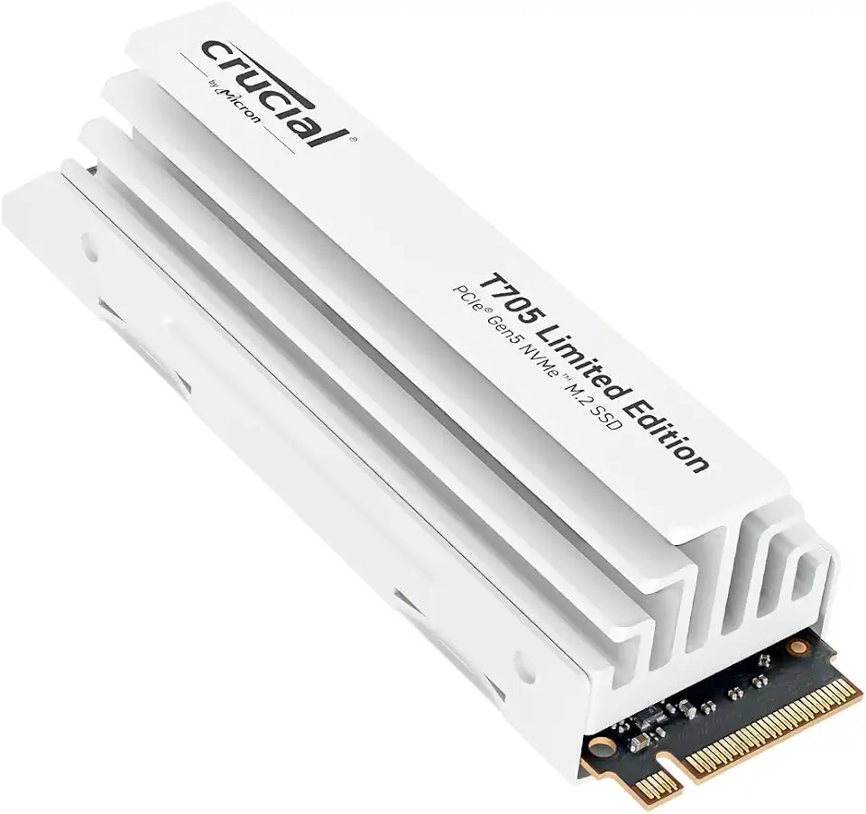Crucial T705 PCIe 5.0 NVMe M.2 SSD with Limited Edition White Heatsink, 2TB