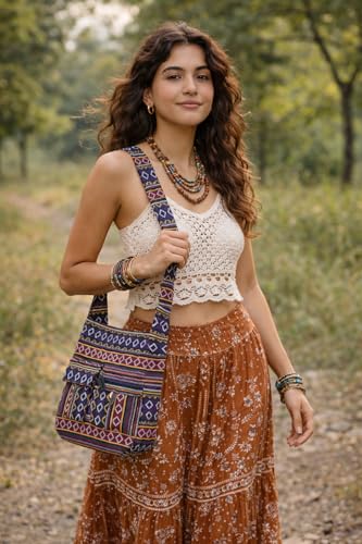 Image of SUVASANA Large Sling Shoulder Bag for Men Women Casual Comfortable Everyday Purse Travel Women's Cross-body Bags