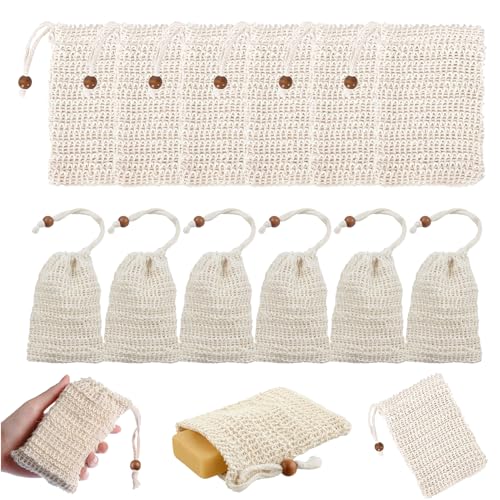 12 Pcs Bolsa De Jabón Algodón Sisal Natural Bolsas Para Jabón Sólido Exfoliación Jabón Para Ducha Bolsas de Fibras Naturales Para Espumar Exfoliación Masaje Cuidado de