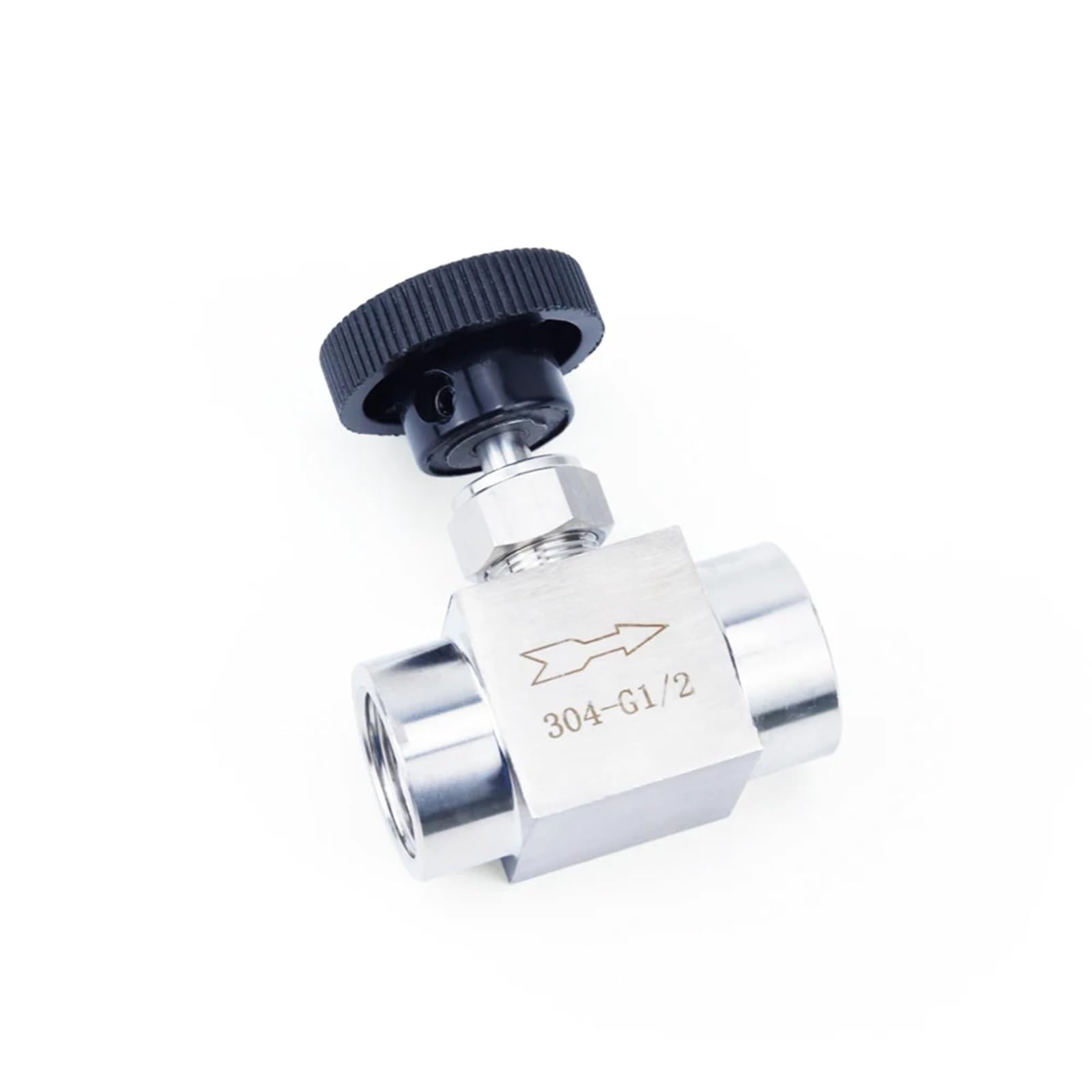 2 uds 1/8 "1/4" 3/8 "1/2" hilo femenino 304 Control de Flujo ajustable de acero inoxidable válvula de aguja de cierre ángulo recto agua Gas(3/8 inch,Straight Type)