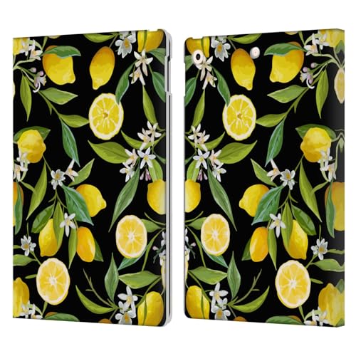 Étui iPad 10.2 Haroulita Fleurs Citrons en cuir avec support portefeuille