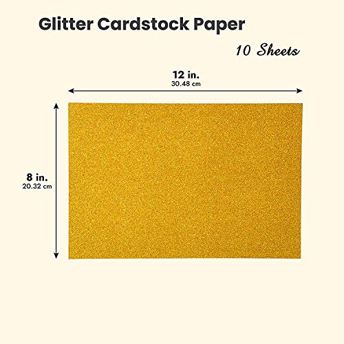 Levylisa 10 Sheets 8" X 12" Soft Touch Glitter Card 250Gms Premium Card Sparkling Assorted Mixed Colors Craft Glitter Cardstock Cardmaker Diy Gift Box Wrapping (Gold) #TOP1