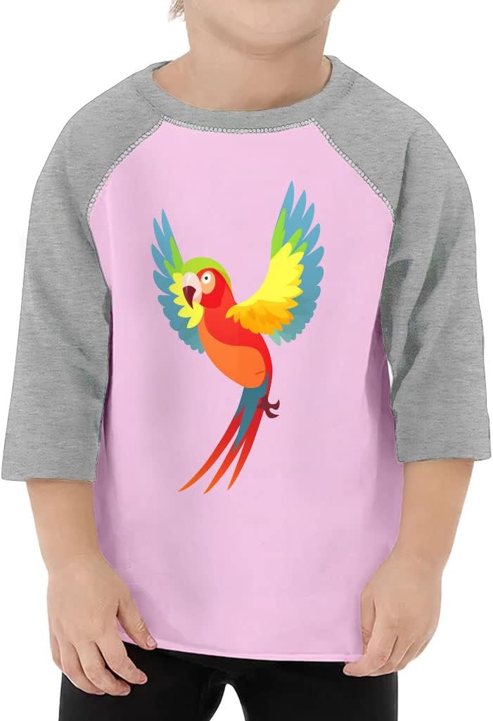 Colorful Parrot Toddler Baseball T-Shirt - Illustration 3/4 Sleeve T-Shirt - Funny Kids' Baseball Tee