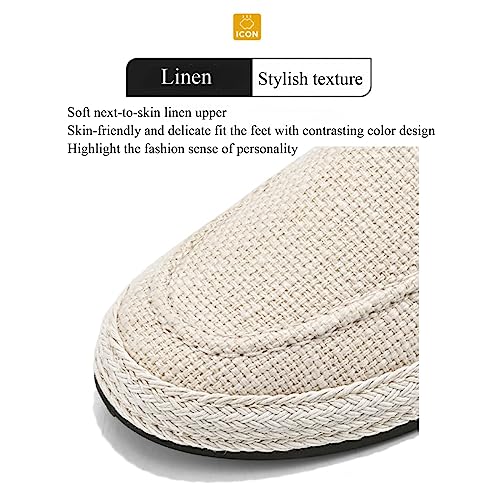 Linen Espadrilles for Men,Straw Casual Canvas Slip On Loafers,Solid Color Comfortable Breathable Espadrilles.2
