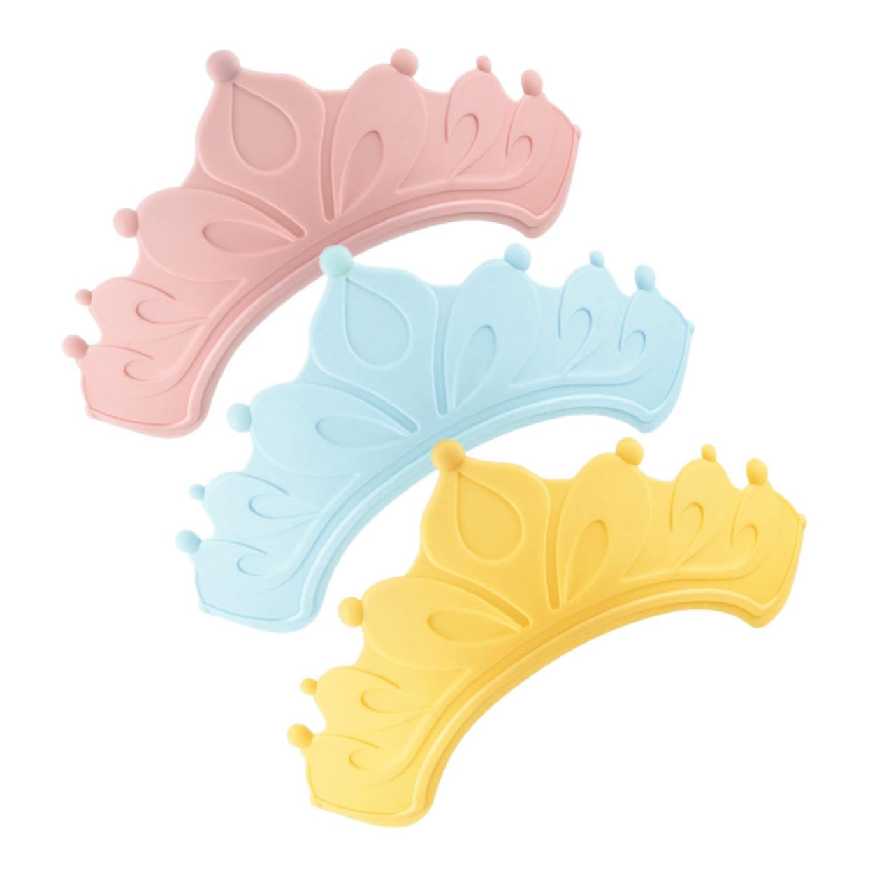 Beavorty Baby Shower Hat Set 3 Pack Crown Shower Cap Waterproof Bath Visor Hat for Boys and Girls Soft Comfortable Bathing Cap