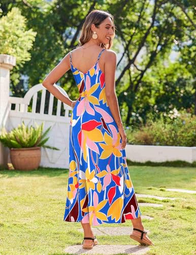 Image of Zeagoo Womens Summer Maxi Dress Spaghetti Strap Casual Printed Dress Boho Floral Beach Sundress,