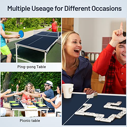 Tiktun Ping Pong Table, Foldable Tennis Table,With 2 Table Tennis Paddles And 3 Balls, Indoor/Outdoor Portable Table Tennis Game With Net,Blue,Medium #TOP5