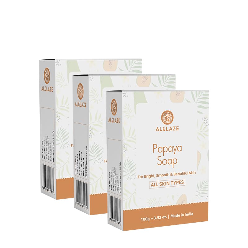 Image of Papaya Soap With Shea Butter & Jojoba Oil | Brightens, Smoothens & Refreshes | 100 g (Pack of 3)