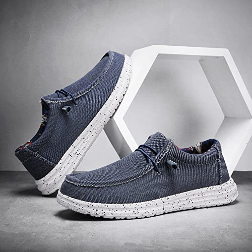 YONGJIA Men's Wally Lace Up Loafers Canvas Slip-on Comfortable Light-Weight Walking Driving Shoes3