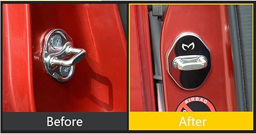 Miniatura 4 de MAXDOOL Pestillos de bloqueo de puerta de automóvil de acero inoxidable para Mazda 3, 6, Miata MX-5 CX-3, CX-5, CX-9, respaldo adhesivo 3M (paquete
