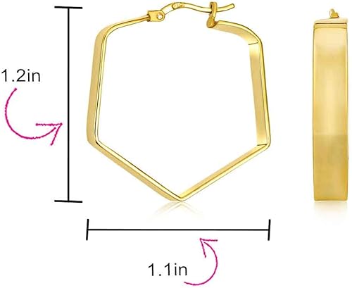 Miniatura 4 de Aretes de aro grandes personalizados de tubo cuadrado plano redondo grande para mujer, plata de ley 925, poste con muescas con bisagras, 1.25-1.65