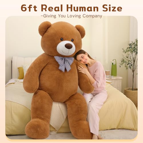 Image of MaoGoLan Giant Teddy Bear 6 Feet Tall, Dark Brown Human Size Big Teddy Bear Stuffed Animal for Boyfriend,Girlfriend,Wife on Valentines Day,Christmas,Birthday
