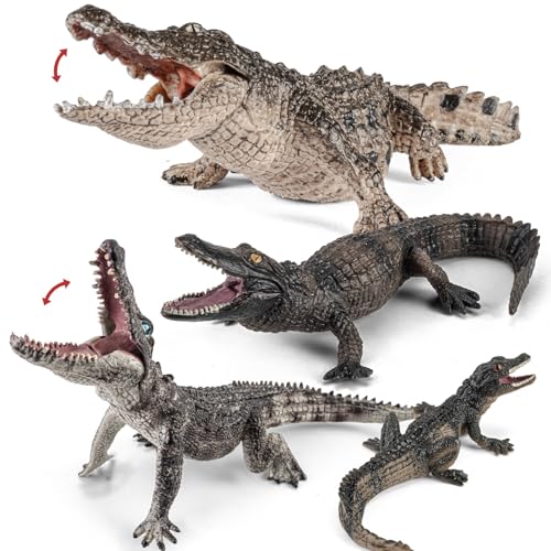 4PCS 4-7" Safari Crocodile Animals Toys, Plastic Animals Figures ...