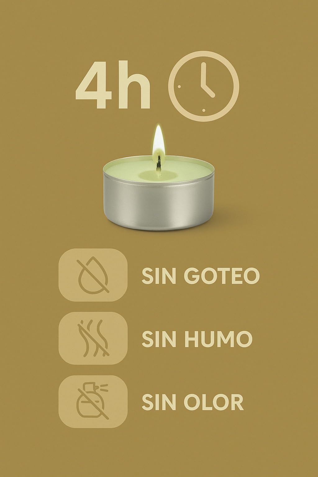 Sabai'ly - Velas De Te Blancas Sin Perfume - Velas Calientaplatos - Duración 4 Horas De Combustión - Vela Decorativas Para El Hogar - Ambiente Relajado - Pack De 100