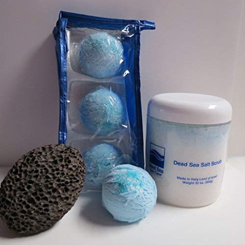 Bubble Bath Truffles: Ocean Waves 3 Pack Bath Truffles, 32 oz Ocean Therapy Dry Salt Scrub, Pumice Stone by Dead Sea Spa Care, Bubble Bath, Bubble Truffles, Bath Bombs