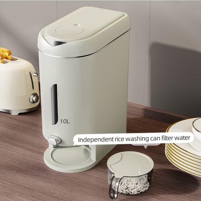 Reisbehälter mit Messbecher, verbesserte integrierte Frischebox, Müsli-Spender, Aufbewahrung mit Deckel, für Zuhause, Küche, Speisekammer, Reis, Sojabohnen, Maisgrau, 20 Stück