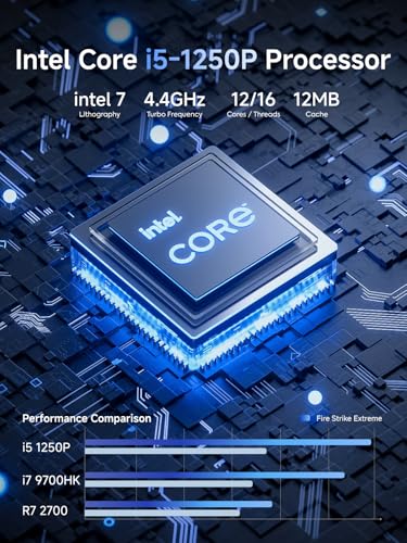 Image of MINISFORUM UN1250 Mini PC Intel Core i5-1250P 12C /16T 16GB DDR4 500GB PCIe4.0 SSD, HDMI2.0 /USB Type-C /DisplayPort1.4 Triple Outputs, 2.5G LAN, WiFi 6, 5X USB Port, Mini Desktop Computers Auto Power On