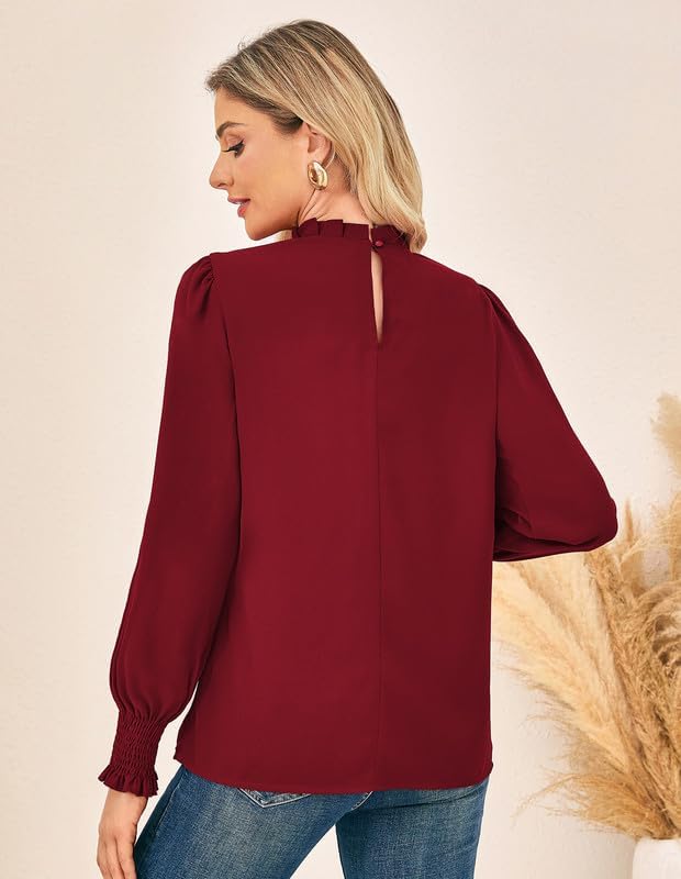 GRACE KARIN Women Dressy Long Sleeve Blouse,2025 Fall Business Casual Tops,Pleated Mock Neck Shirts Fashion Work Outfit - Image 5