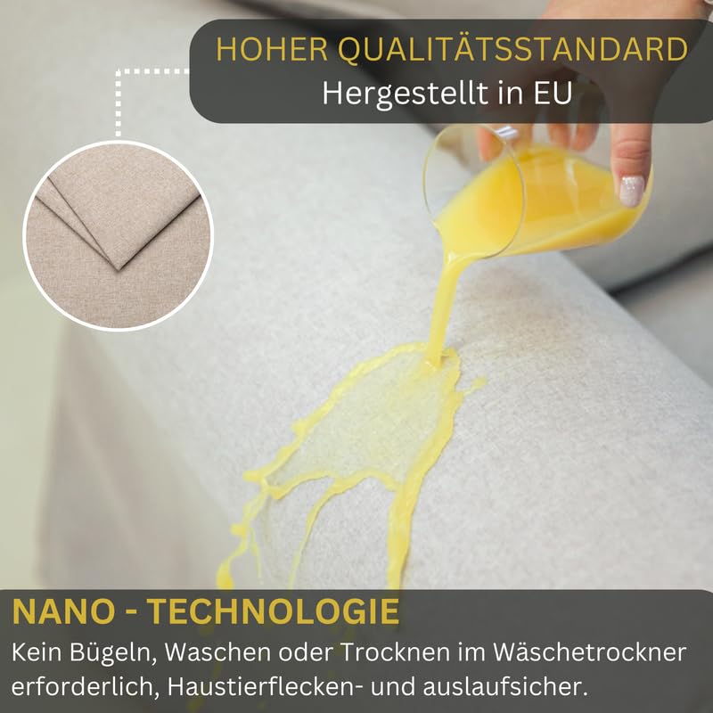 comfortly Friheten Ecksofa Links Ersatzbezug, Ecksofa strapazierfähiger Bezug, Haustier- und fleckenbeständiger, langlebiger Nanotechnologie-Stoff, leicht zu reinigen und auszutauschen (Beige Farbe)