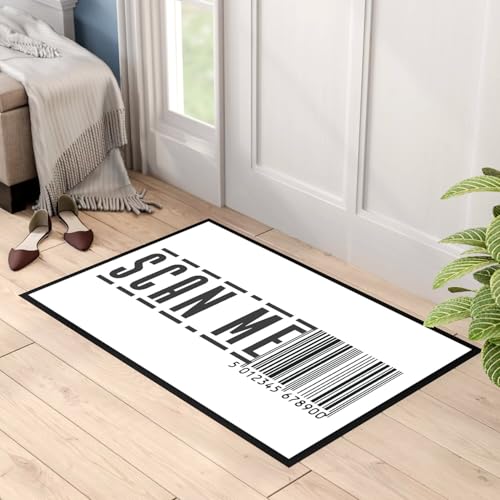 Paillasson Code Barre Scan Me Noir et Blanc - Tapis d'Entrée 60x40cm