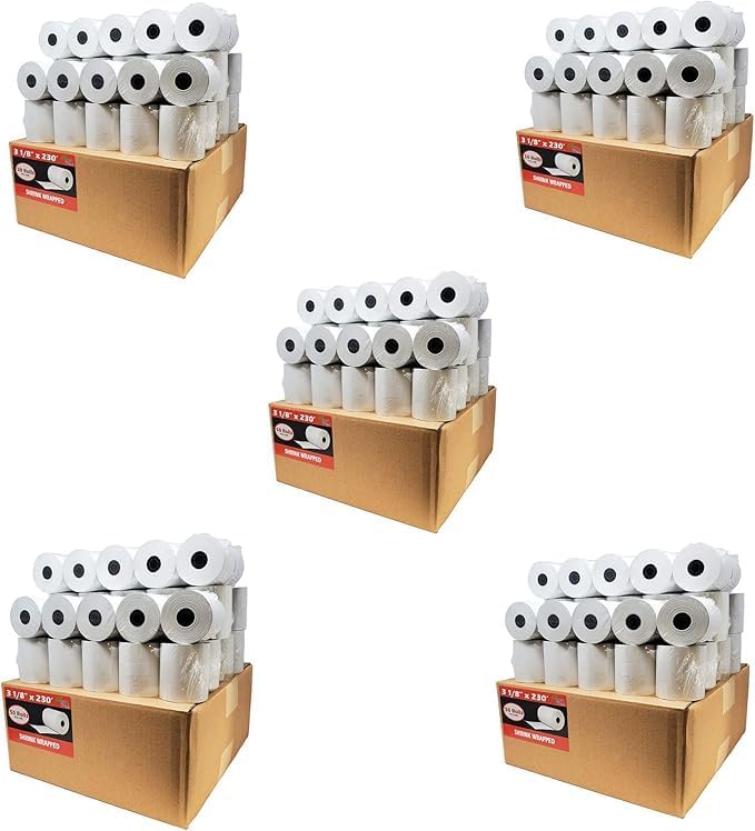 BPA Thermal Paper (500 Rolls) 3 1/8 x 230 Receipt Rolls fits all Clover POS Cash Register Printers, Star Micronics SCP700 TSP100 TSP300 TSP400 (BPA Free) from BuyRegisterRolls