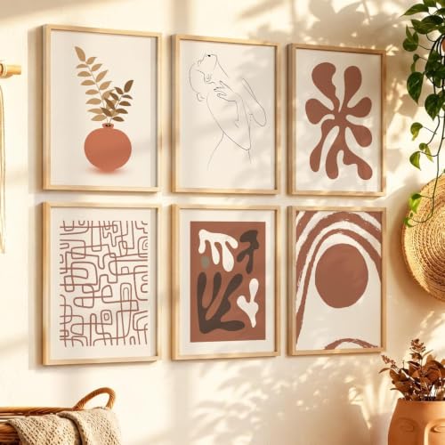 Image of kotart Boho Theme Digital Painting for Wall Decoration - Minimal Wall Art Prints for Living Room Bedroom Office Room Decor (13X17 INCH, J) Pack of 6