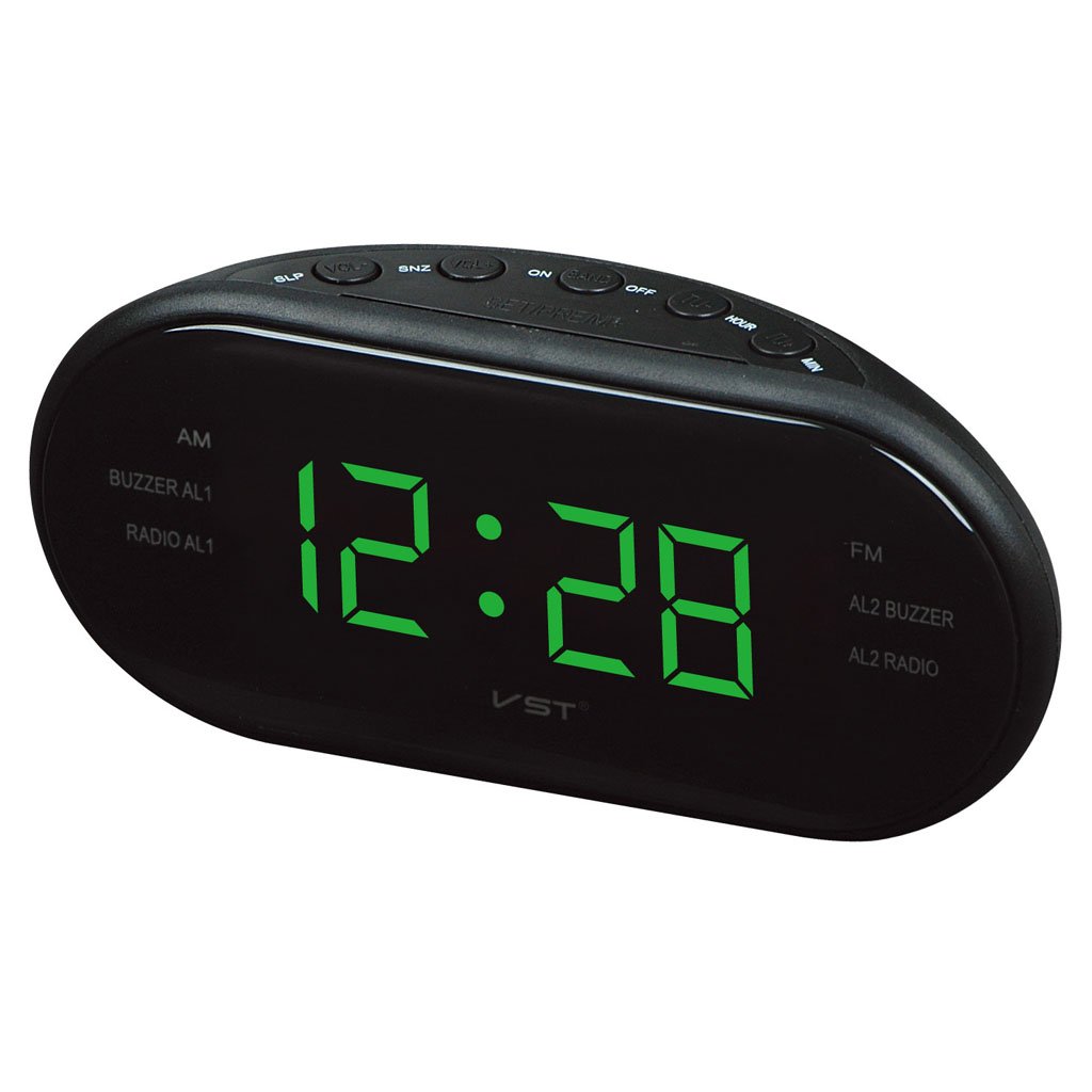 LOSA AM/FM Digital Dual Alarm Clock Radio +1.2 Big LED Display US Plug Green-image-22