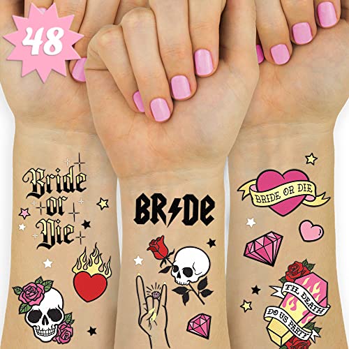 Xo, Fetti Bride Or Die Bachelorette Temporary Tattoos - 48 Glitter Styles | Til Death Do Us Party Bach Decoration, Bridesmaid Favor, Bride To Be Gift + Bridal Shower Supplies #TOP29