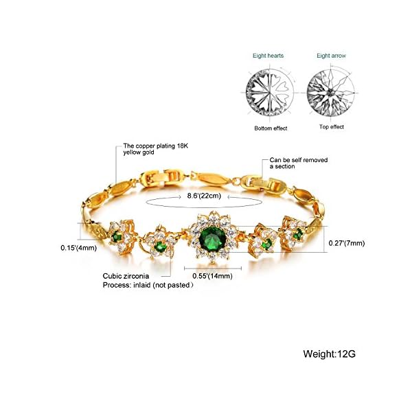 kredy Women Bracelets, 18K Gold Elegant Double Heart Link Bangles Bracelets for Women Girls (Flower Style)