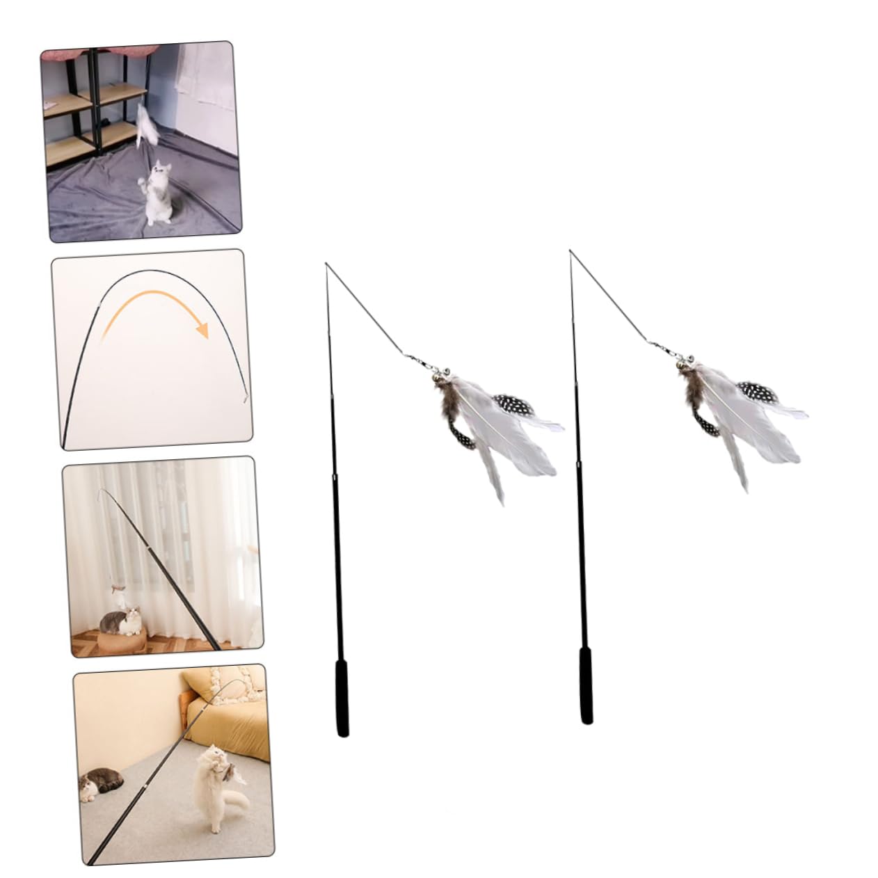 Toddmomy 8pièces Canne Téaser pour Chat Baguette Interactive Télescopique avec Plumes Jouet pour Chaton Et Chat Maison