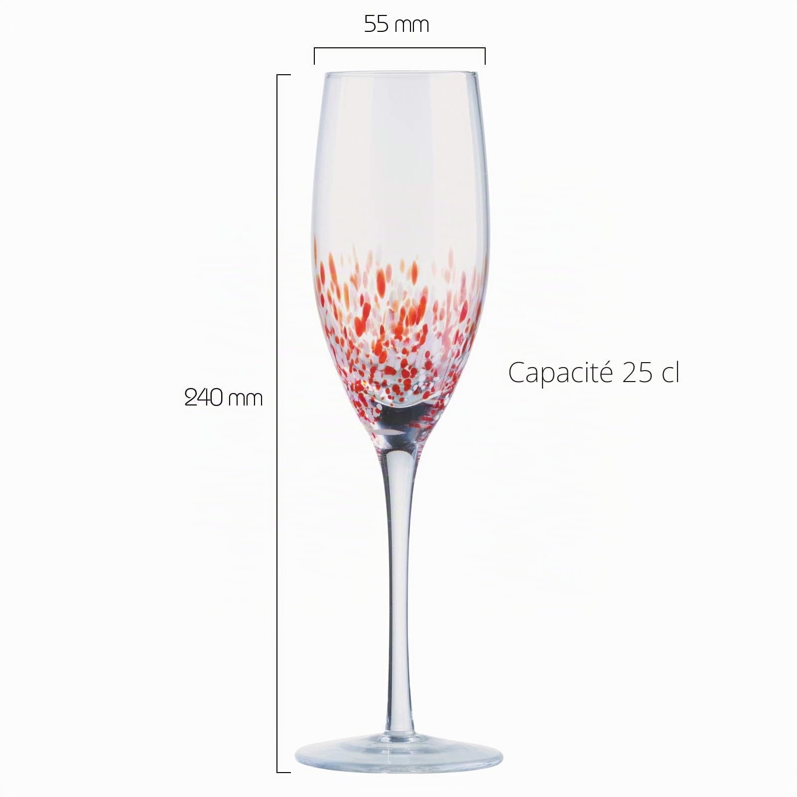 ASD10119 Flûte à mouchoir en verre, Multicolore