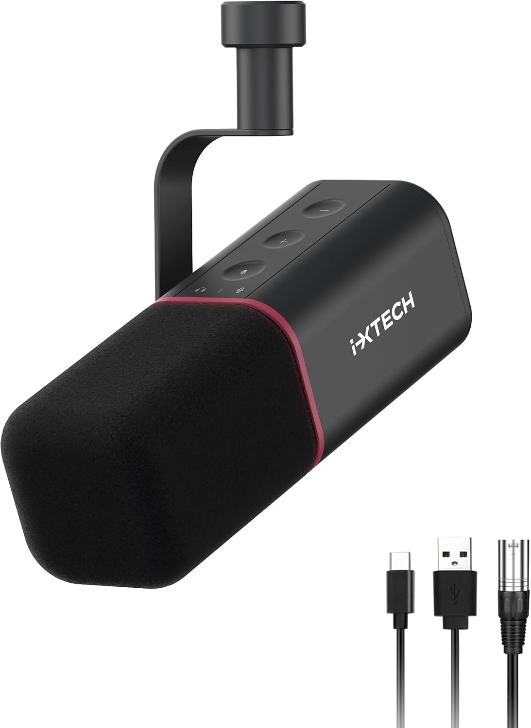 Mikrofon gamingowy USB do komputera, mikrofon pojemnościowy z redukcją szumów, do podcastów i strumieniowania wideo ze statywem, filtrem pop, uchwytem amortyzującym, kontrolą wzmocnienia, światłami