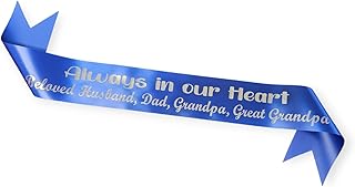 Personalized Memorial Funeral Sash Ribbon or Celebration of Life In Loving Memory for Casket or Wreath Flowers (Royal Blue)