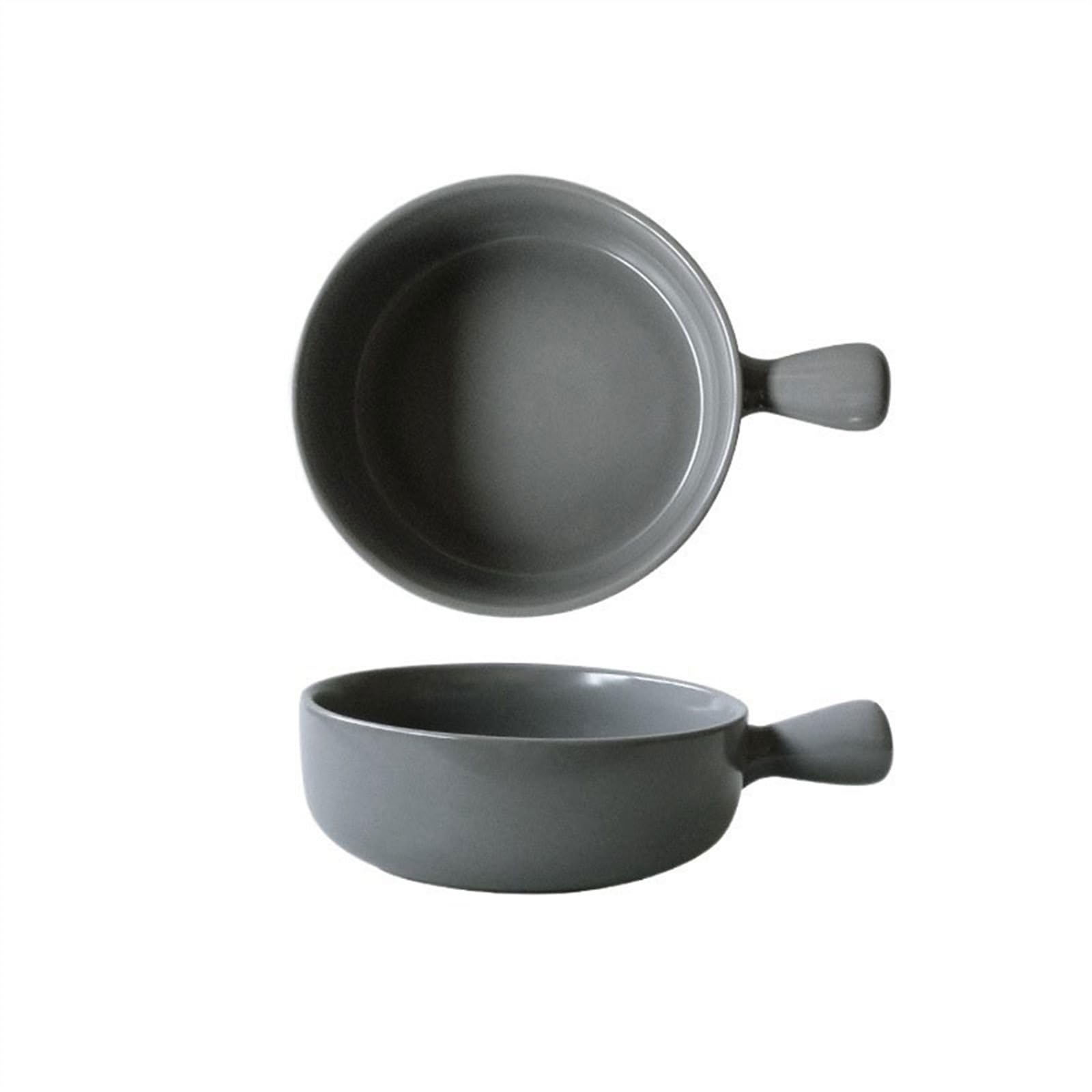 OLSKFUH Kitchen 500Ml Oven Baked Rice Bowl Ceramic Fruit Salad Baking Single Handle Pan Household Breakfast Plate Cooking,Gris