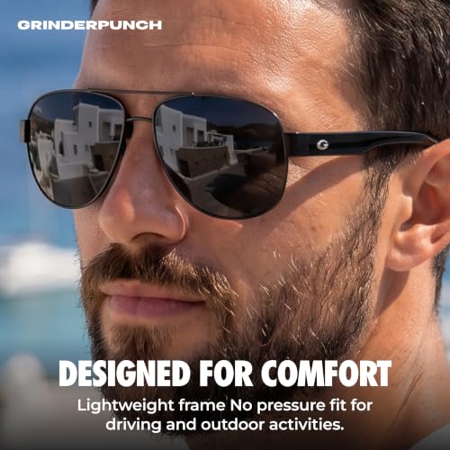 Image of grinderPUNCH Polarized Aviator Sunglasses Men Women Retro Vintage Square Pilot Sun Glasses UV400 Protection