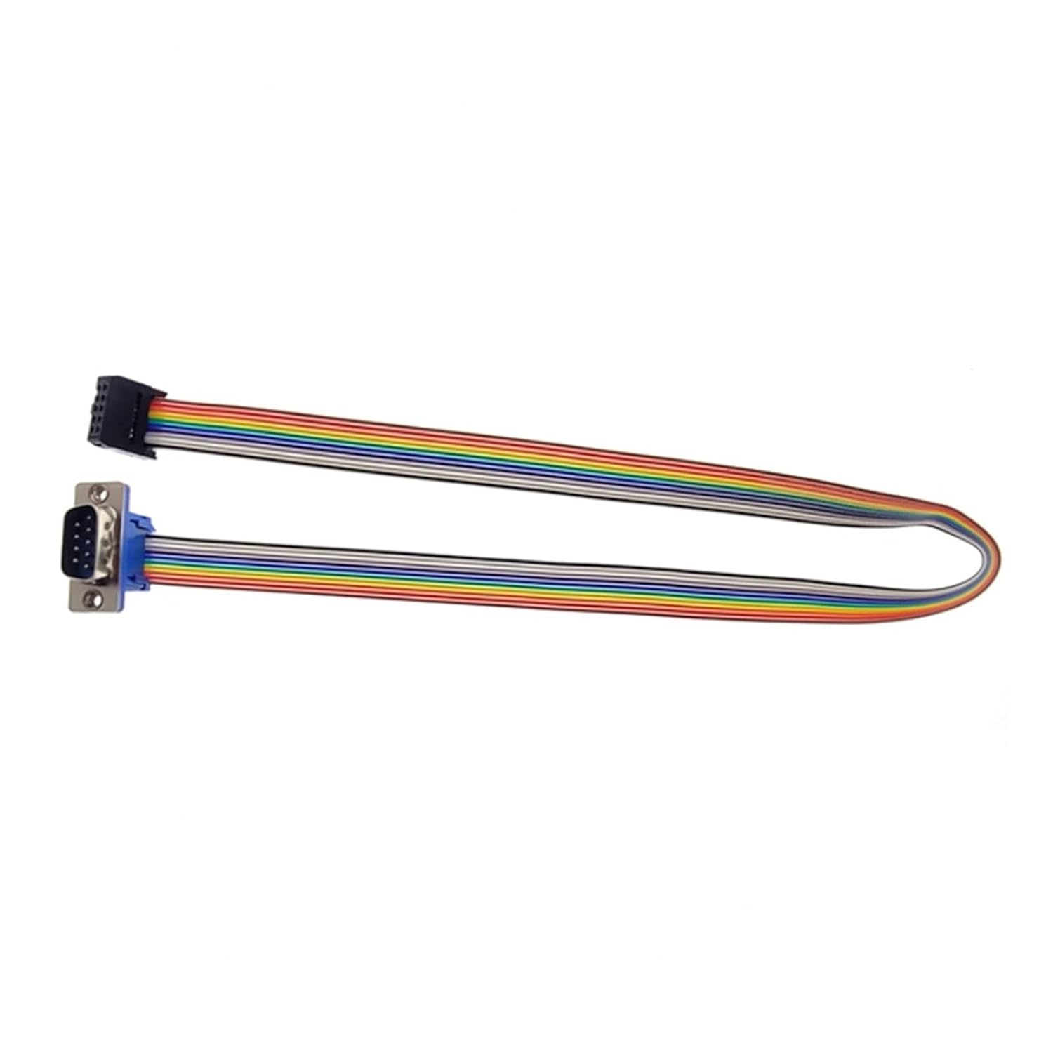 D-Sub DB9 9 Pin Male Famele Connector to FC-10P IDC Female 2.54mm 10 Pin Rainbow/Multicolor Flat Ribbon Cable(DB9 Male,5m)