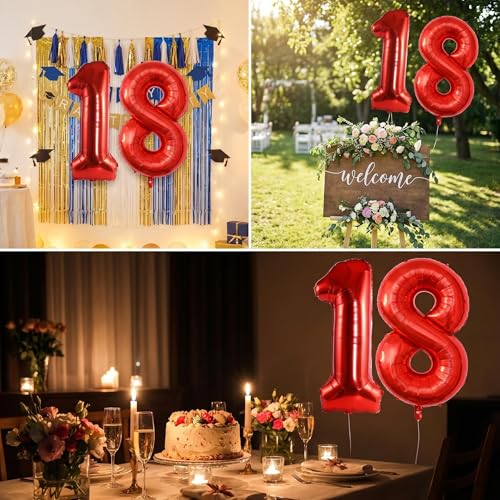 Image of YPSelected 32 Inch Large Foil Helium Number Balloon Birthday Wedding Party 0-9 (Red, 8)
